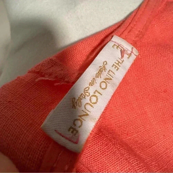 Coral Italian 100% linen dress  L - Picture 5 of 6